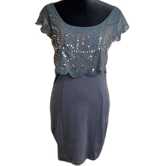 American Eagle | Sequin Top Cotton Blend Bodycon Mini Dress | Size Medium - Picture 1 of 13